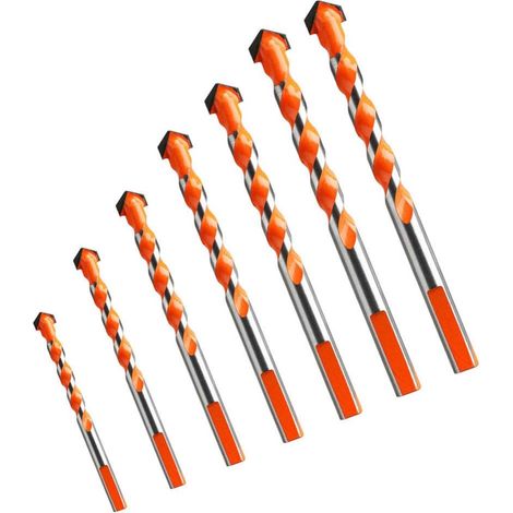 Aiducho Set Mit 7 Hartmetall-schlagbohrern (3/4/5/6/8/10/12 Mm) Für Wände, Spiegel, Metall, Fliesen, Holz, Marmor Und Glas