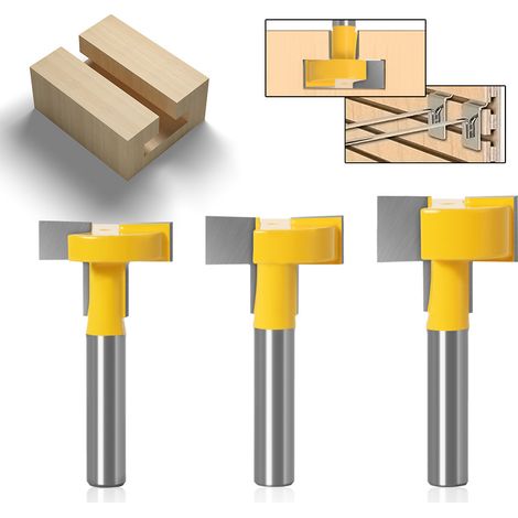 Aiducho Set Mit 3 T-nutfräsern, 8 Mm T-förmige Nutfräser, Gelbe Schneidklingen