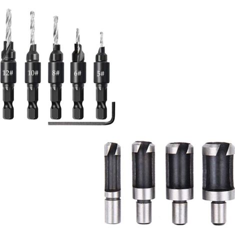 Aiducho 10-teiliges Holzbohrer-set, 1/4" Schnellwechsel-schraubendreherbohrer Und Senkbohrer In Naturfarben