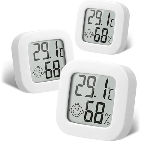 Mini-digital-thermometer/hygrometer Für Den Innenbereich (3 Stück), Lcd-anzeige, Drahtloser Bluetooth-sensor, Für Zuhause Und Büro.