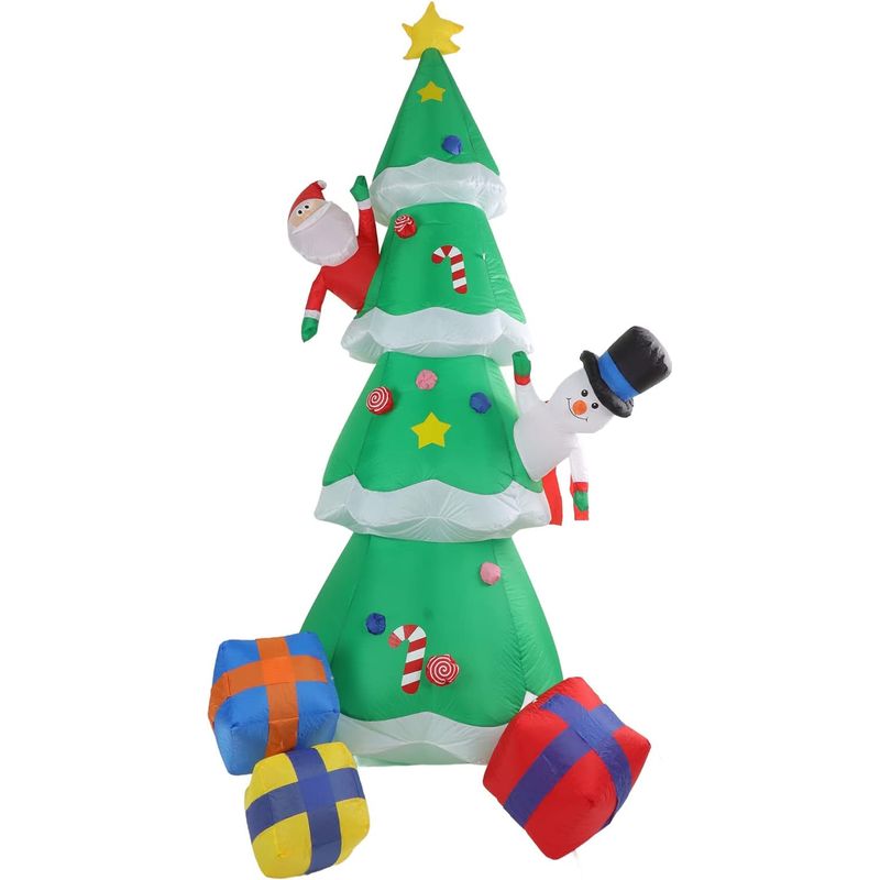Aufblasbarer Led-weihnachtsbaum, 2,5 M, Mit 3 Geschenkboxen (weihnachtsmann, Schneemann), Langlebige Gartendekoration Für Weihnachten, Feiertage, Partys Und Feste