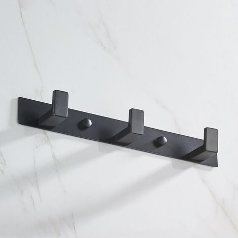 Garderobenständer Mit 3 Haken Aus Edelstahl Sus 304 – Mattschwarze Oberfläche – Maximale Traglast 5 Kg – Wandmontage