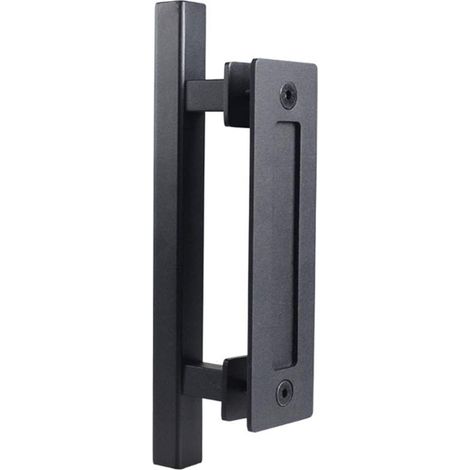 Aiducho Schiebetürgriff Aus Edelstahl, Schiebetürgriff Im Scheunentor-stil – Einzelner Quadratischer Griff 30 Cm – Schwarz