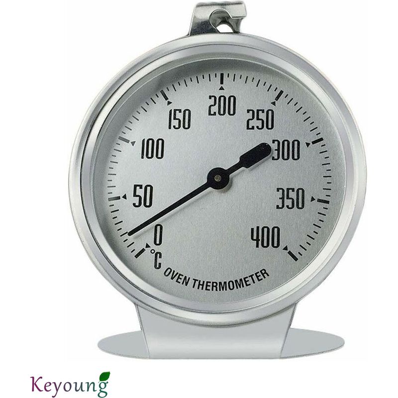 Ofenthermometer Aus Edelstahl – Messbereich 0 Bis 400 °c – Großes Display Zum Grillen Und Räuchern – Abmessungen 9 X 7 Cm