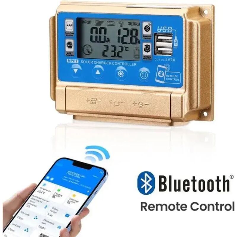 60a Mppt-solarladeregler – 12v/24v-ladegerät – 99% Nachführeffizienz – Bluetooth-lcd-display – Mehrfacher Schutz