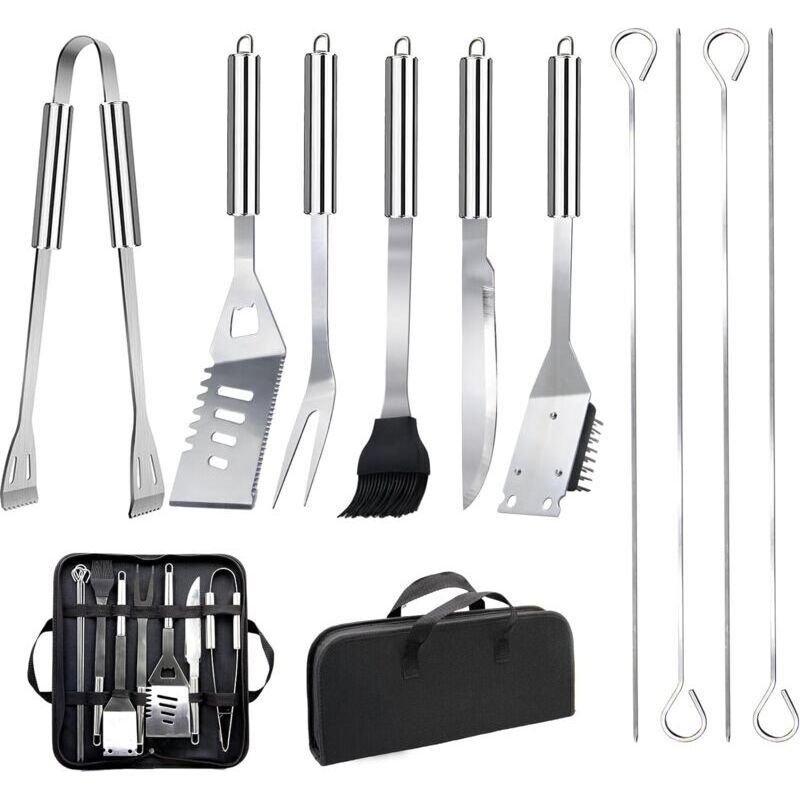 11-teiliges Professionelles Grillbesteck-set, Praktisches Grillzubehör-set Mit Tragetasche Für Camping Und Picknicks