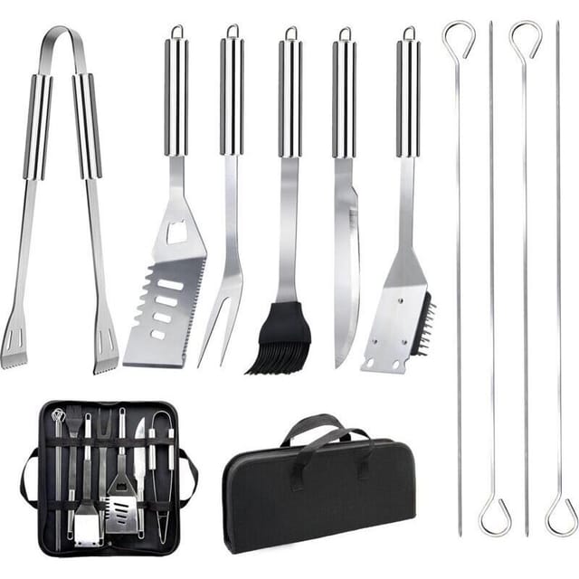 11-teiliges Professionelles Grillbesteck-set, Praktisches Grillzubehör-set Mit Tragetasche Für Camping Und Picknicks