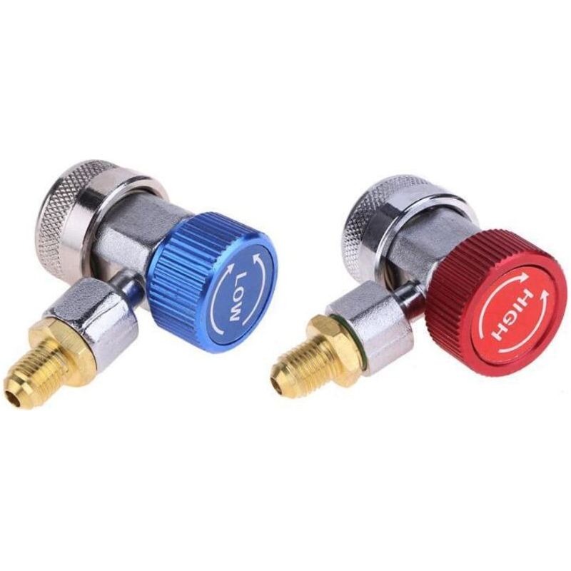 Set Mit 2 Schnellkupplungen Für R134a-klimaanlagen Im Auto – Hoch- Und Niederdruck – Aluminium Und Stahl – Einfache Montage
