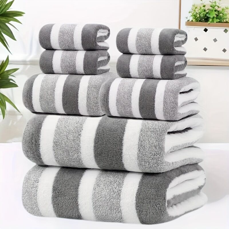 Set Mit 8 Luxuriösen Badetüchern – Ultraweich, Super Saugfähig, Fusselfrei – 100 % Polyester, 240 G/m²