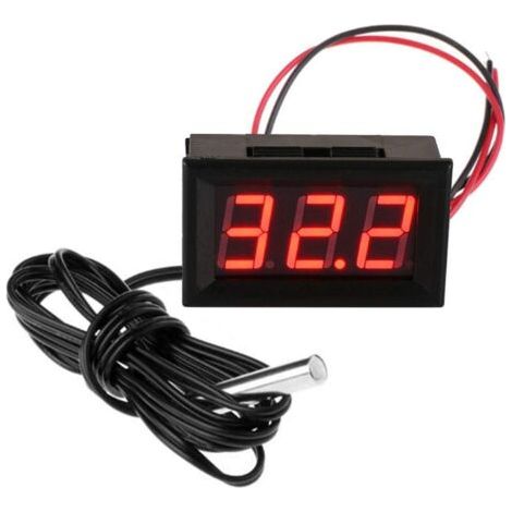 12v Mini-digitalthermometer Mit Wasserdichter Sonde, Rot