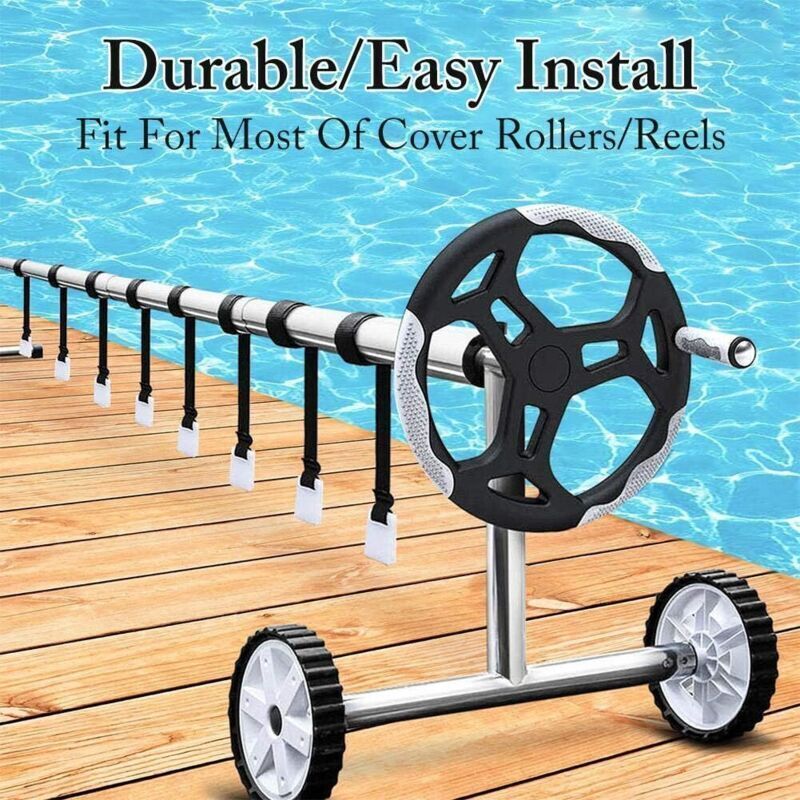 Poolabdeckungsaufroller – 8 Befestigungsgurte – Rostfreies Aluminium – Gummiräder Für Leichte Beweglichkeit