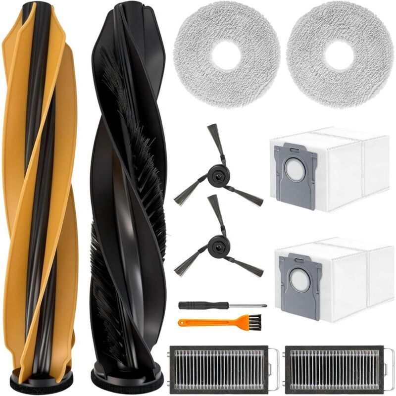 Zubehör Für Dreame X50 Ultra (komplett) / L40s Pro Ultra / L50 Pro Ultra Ersatzteile: 2 Hauptbürsten, 2 Staubbeutel, 2 Reinigungstücher, 2 Filter, 2 Seitenbürsten