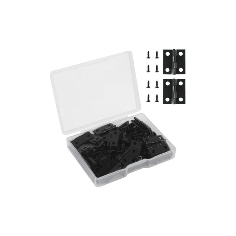 50 Kleine, Flache Scharniere (18–15 Mm), Kleine Schwarze Scharniere Mit 200 Schrauben. Robuste Und Langlebige Mini-scharniere Für Den Modellbau.