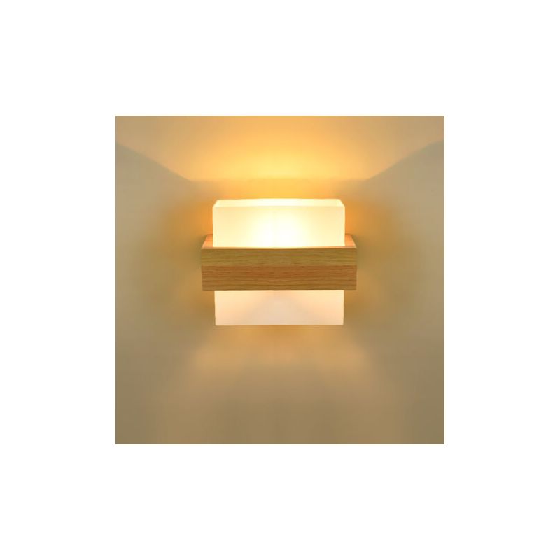 Moderne Wandleuchte Aus Holz Für Den Innenbereich, Elegante E27-glasfassung, Leuchtmittel Nicht Enthalten [energieklasse E]