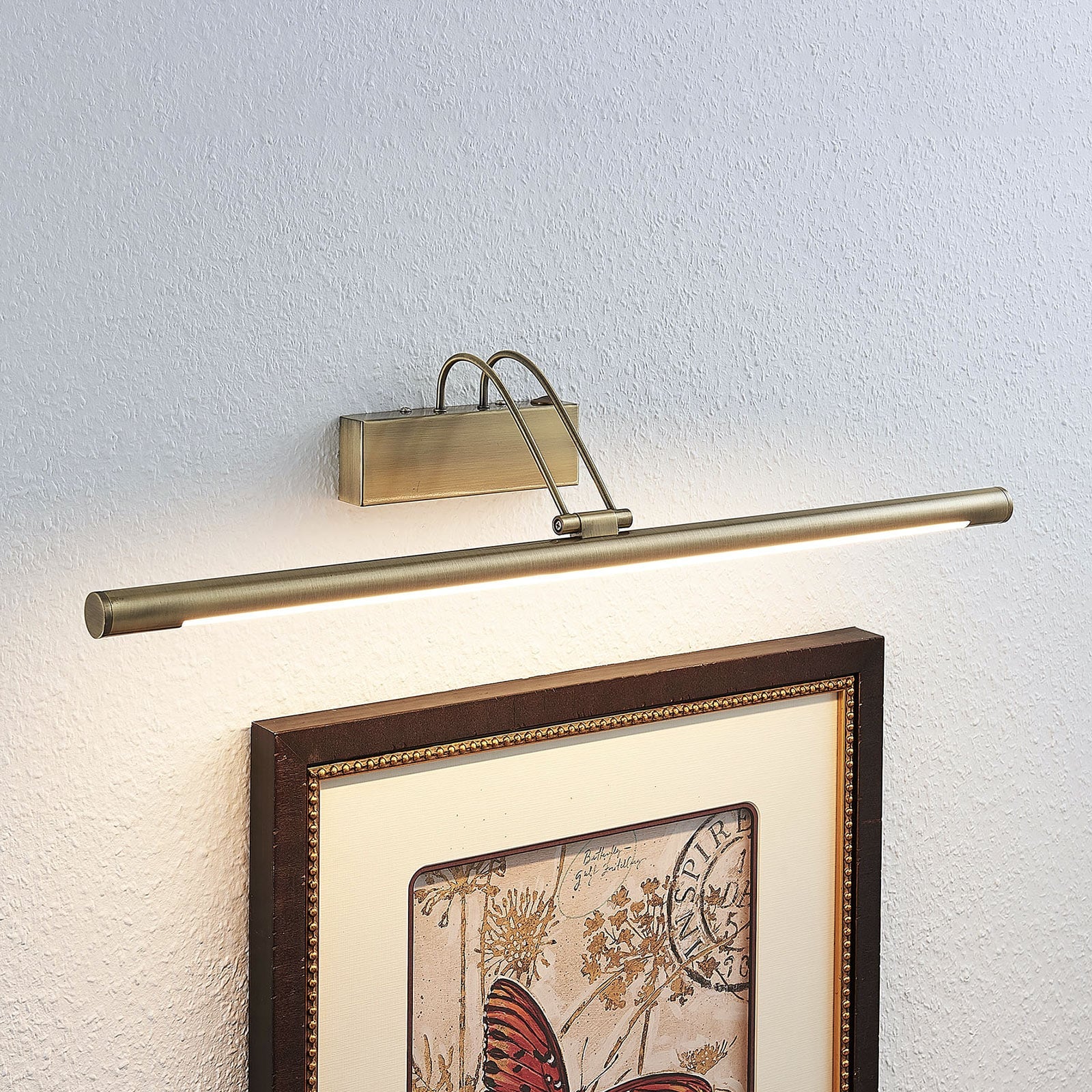 [neuwertig] B-ware Lindby Led-bilderleuchte Mailine Wandleuchte Altmessing 69cm Mit Schalter Ip20