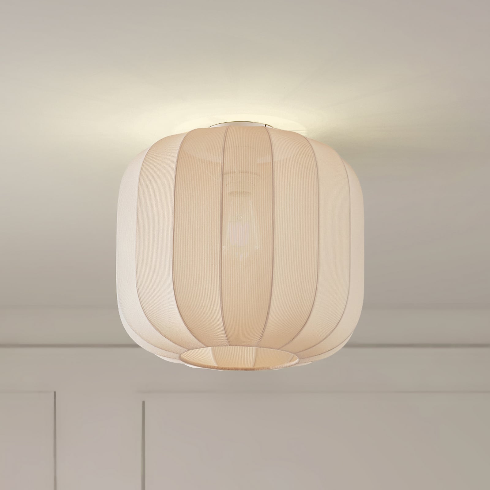 [gebraucht] B-ware Lindby Deckenleuchte Helin Beige Stoff Ø 35 Cm Dimmbar E27 15 W