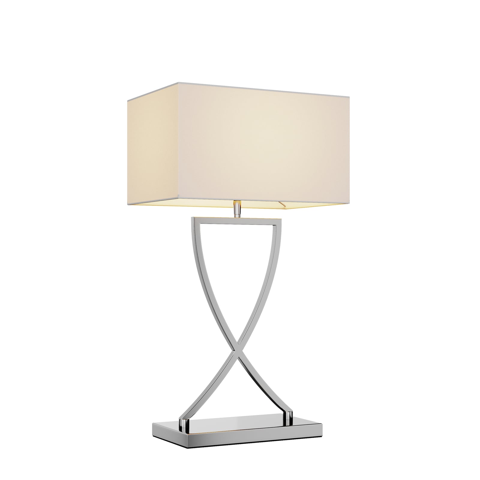 [gebraucht] B-ware Lucande Tischleuchte Evaine Led Lampe Tischlampe Chrom Weiß 66cm 35x20cm