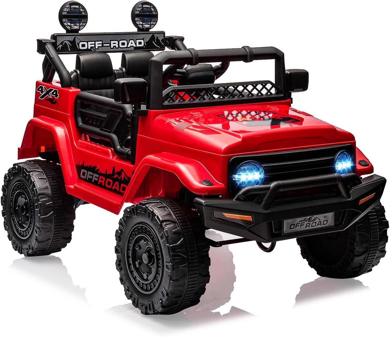 12v Kinder Elektroauto Mit 2,4-ghz-fernbedienung, 3 Geschwindigkeitsmodi, Sanftanlauf, Led, Mp3/usb/tf, Drahtlose Verbindung, Federung, Sicherheitsgurt, 3+(rot)