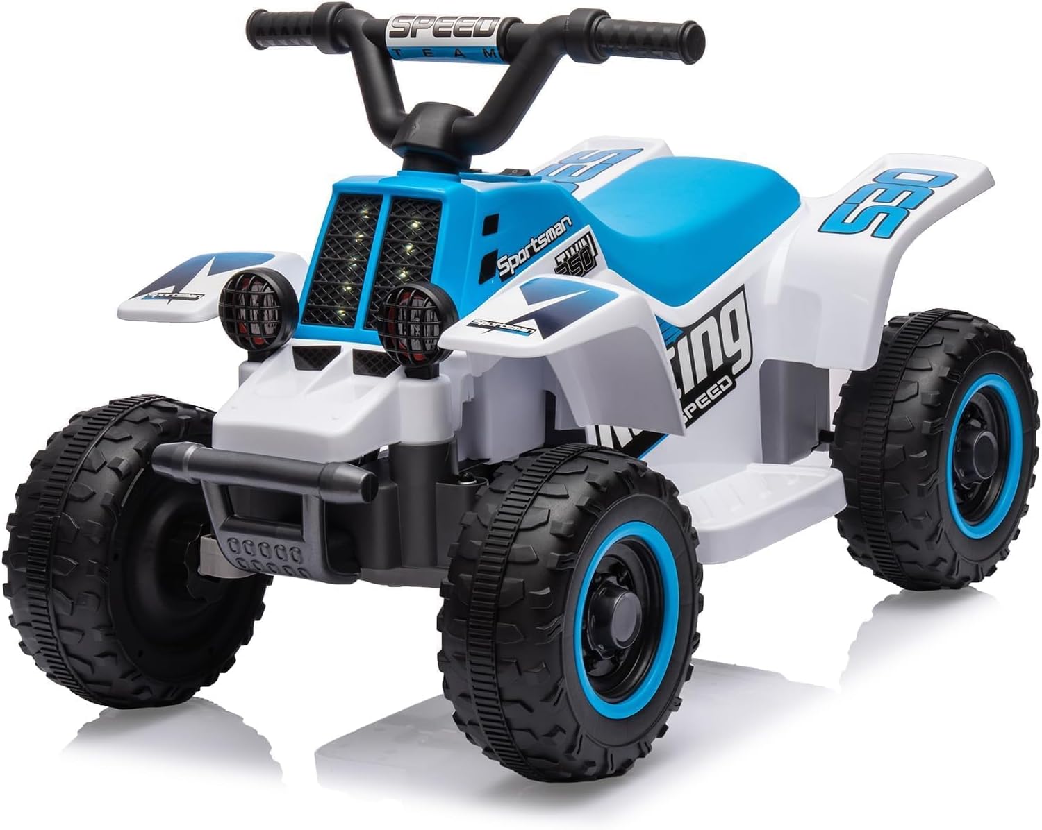 Kinder Quad Elektro Mit 2 Geschwindigkeiten, Led, Musik Und Lautsprecher, 6v, Sanftanlauf-design, Vorwärts-/rückwärtsfunktion, Max 25kg, 3+ Jahre(blau)