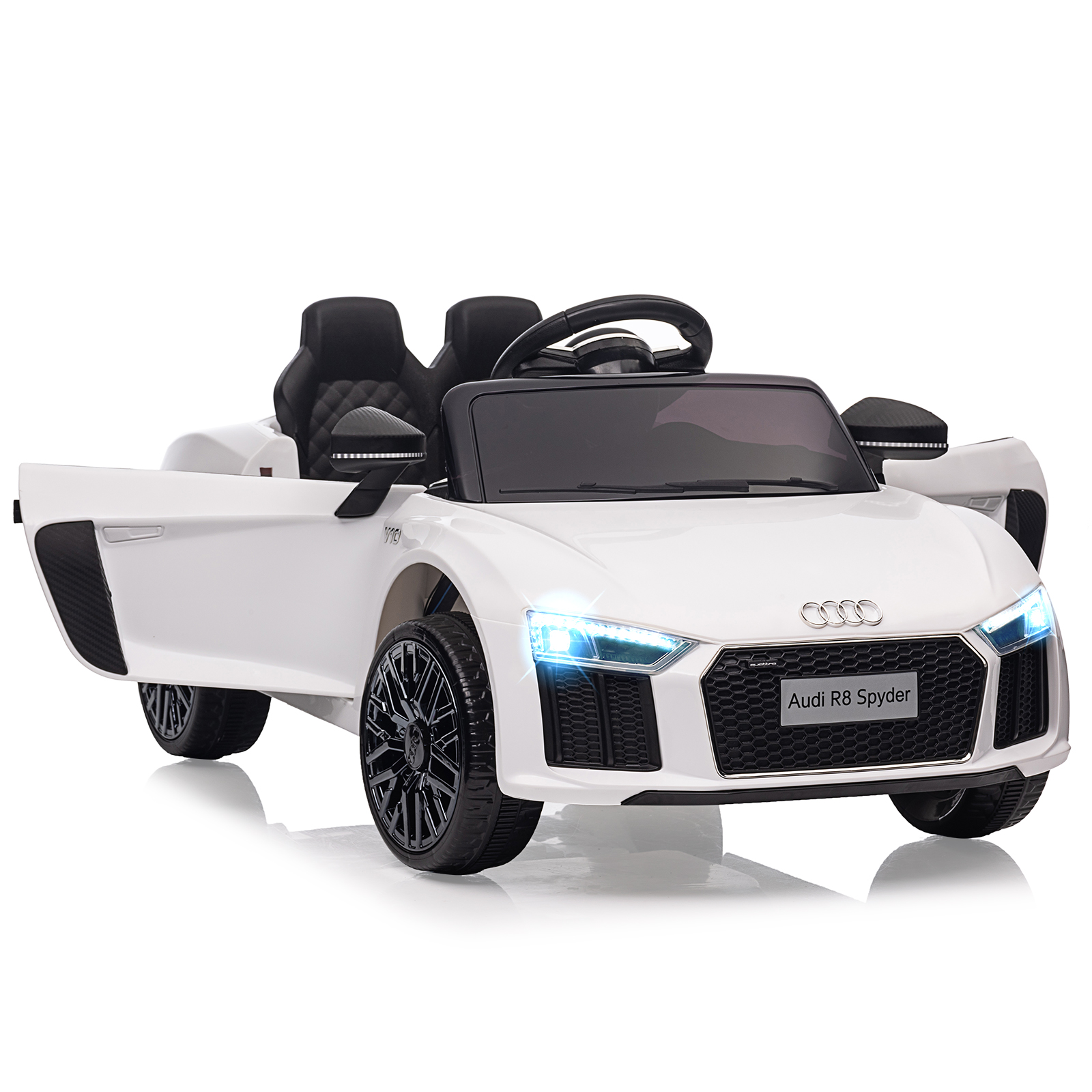 6v Elektro-kinderauto Quad Mit 2x 25w Doppelmotor, Dual-traction, Led, Usb, Sd-kartenleser, Fernsteuerung 2,4g, Softstart, Federung, Weiß