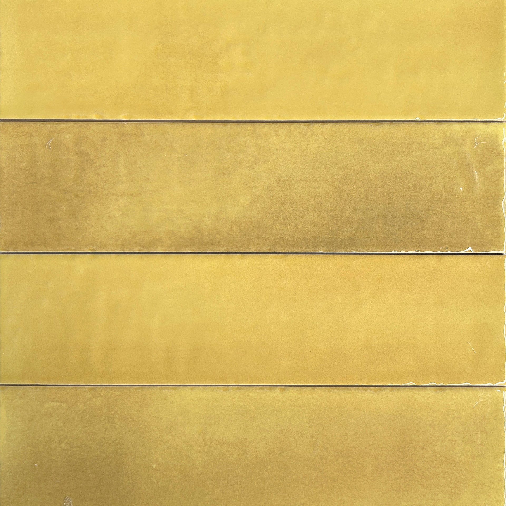 Premium Glänzende Wandfliese Alcanar Yellow 7,5x30 Cm – Gelb – Handwerkliche Optik