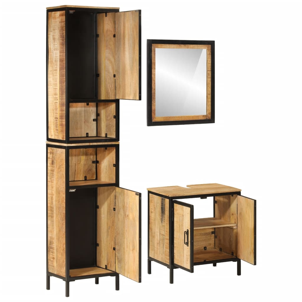 Maison Exclusive - 3-tlg. Badmöbel-set Eisen Und Massivholz Mango