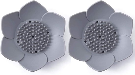 Silikon-seifenschale Mit Blumenmuster – 2er-pack Seifenhalter (grau)