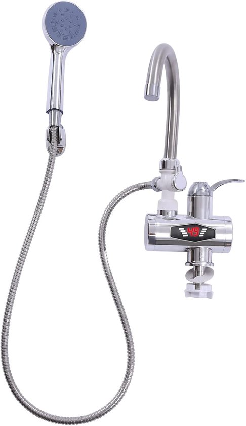 Elektrischer Wasserhahn – Direkte Beheizung – Sofort Warmes Wasser – Mit Duschkopf – 3000 W, 220 V – Silber