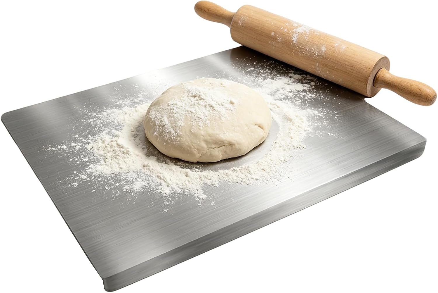 Schneidebrett Aus Edelstahl Mit Erhöhtem Rand, 50 X 40 Cm Große Arbeitsfläche Aus Edelstahl, Küchenschneidebrett, Robustes Schneidebrett Zum Kochen, Backen, Brotbacken Und Für Den Restaurantgebrauch.