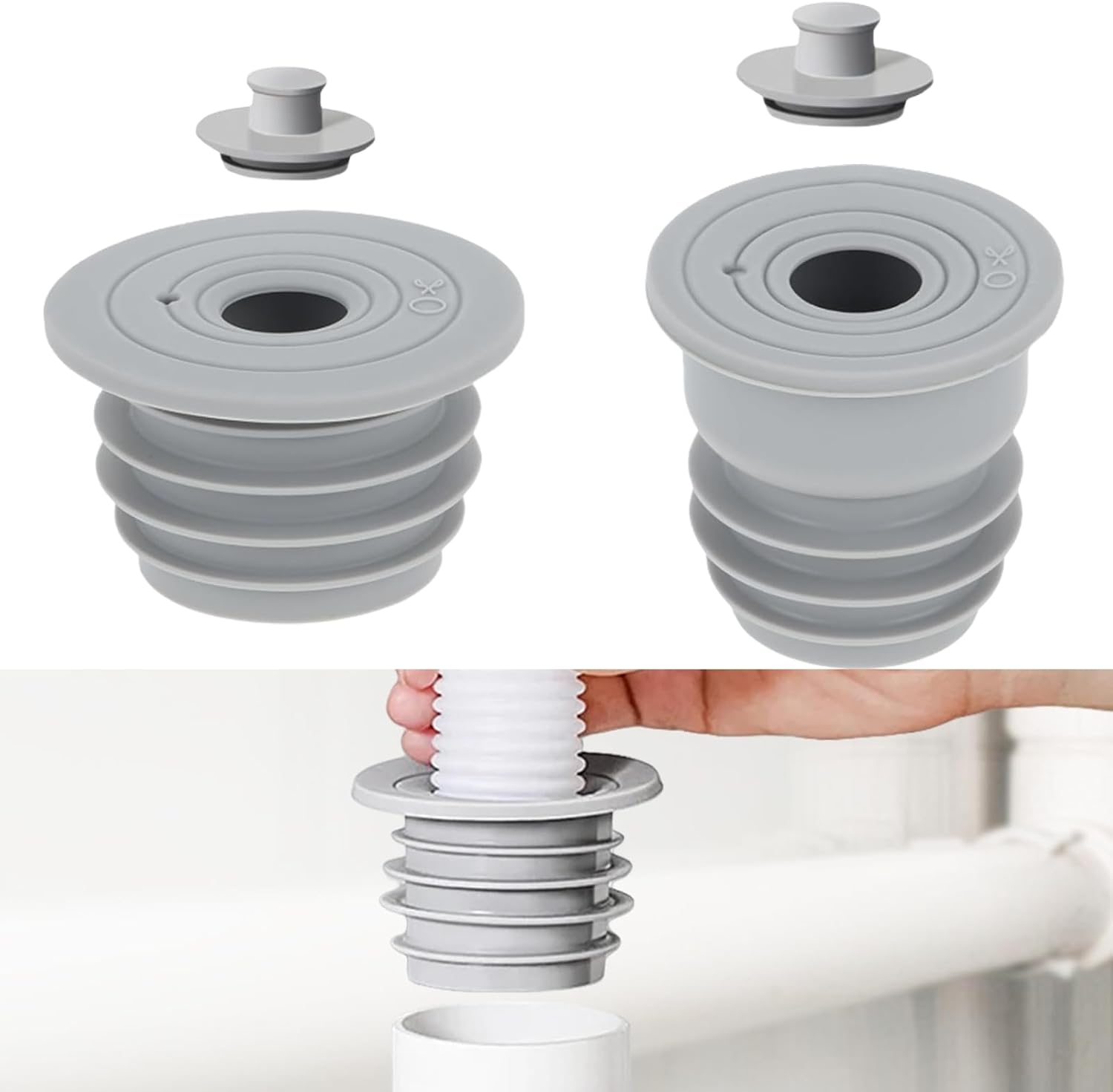 Set Mit 2 Silikon-dichtungsstopfen Für Waschmaschinenablaufschläuche, Küchenspülen, Badezimmer, Abwasserleitungen