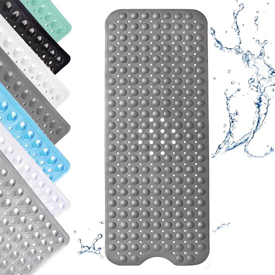 Duschmatte Rutschfest 100 X 40 Cm Rutschfeste Matte Dusche Mit Saugnäpfen Lange Rutschfeste Matte Pvc-badewannenmatte Mit Abflusslöchern Dusche Grau