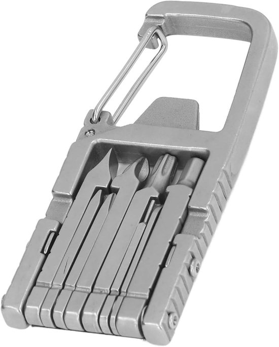 12-in-1 Multifunktions-karabinerhaken Edelstahl Fahrradwerkzeug Outdoor-gadget Multitool-schlüsselanhänger Flaschenöffner Schraubendreher Camping