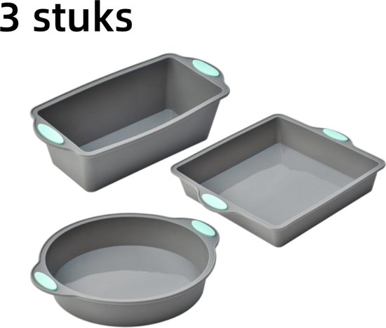 3-teiliges Set – Kuchenform – Hitzebeständige Silikon-backform – Backzubehör – Mikrowellen- Und Ofenfestes Backblech – Grau