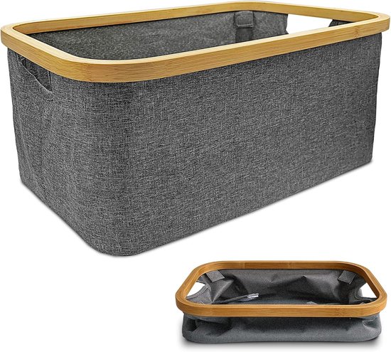 Faltbarer Wäschekorb – 35 Liter – Grau – 45 × 30 × 24 Cm