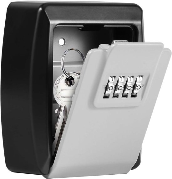 Schlüsselschrank Sicherer Außenschlüsselschrank Mit 4-stelligem Code Wasserdichter Und Rostbeständiger Wandschlüsselschrank Geeignet Für Karten Grau