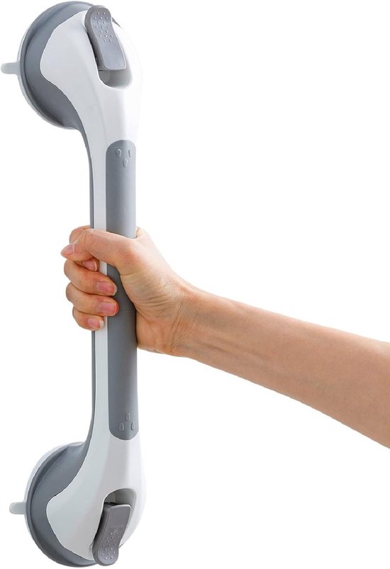 Haltegriff Fürs Badezimmer – Saugnapfgriff – Sicherheit In Der Dusche – Montage Ohne Bohren – 43 Cm Lang – Grau