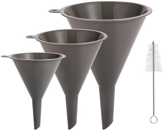 Set Mit 3 Pp-trichtern Und Reinigungsbürste (4-teilig) – 3 Größen (8,5 Cm / 10,9 Cm / 13 Cm), Grau, Multifunktional Für Küche Und Hobbys