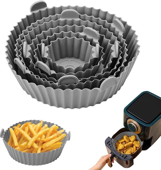 Silikon-backform Für Heißluftfritteuse 6-teilig Rund Zubehör Heißluftfritteuse Wiederverwendbar Backform Silikon Für Heißluftfritteuse Mikrowelle Grau