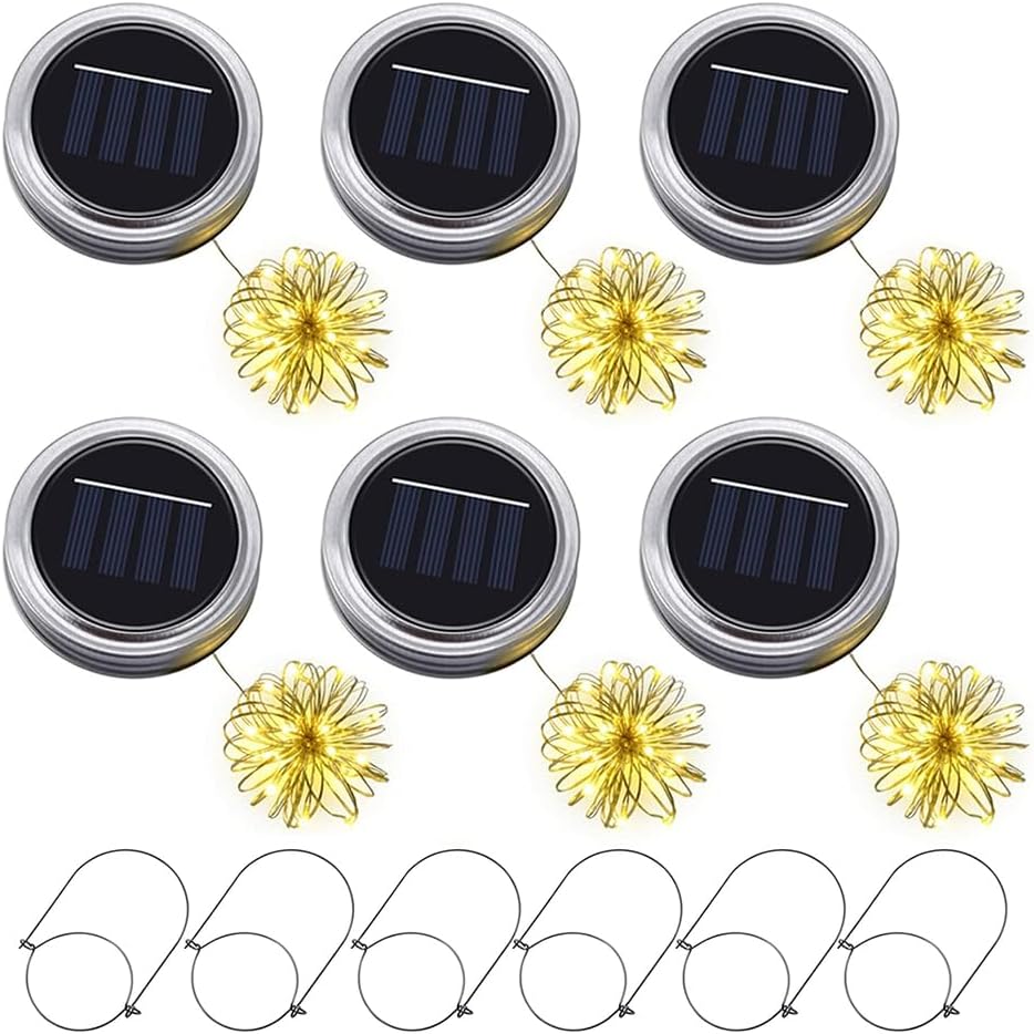 6er-pack Solar-ersatzleuchten Im Mason-jar-design Mit 30 Led-lampen Und Aufhängehaken Für Garten, Baum Und Balkon