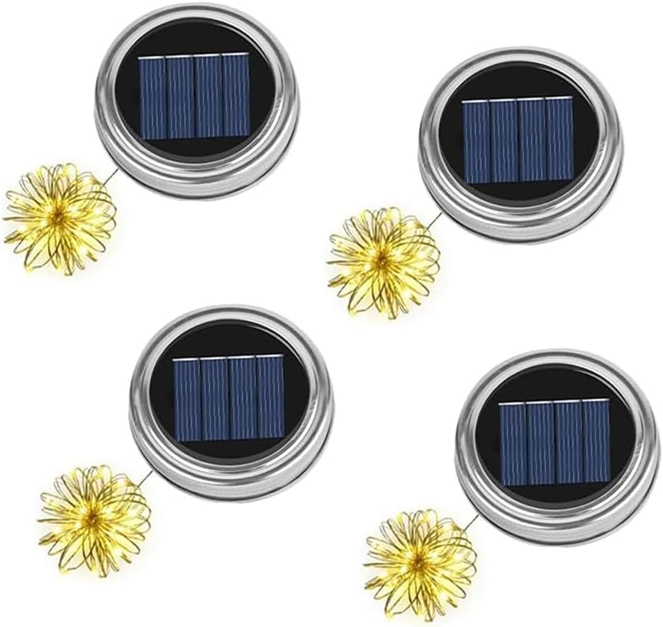 Mason Jar Set Mit 4 Ersatz-solarleuchten Mit 30 Led-lampen Und Aufhängehaken Für Garten, Baum, Balkon [energieklasse A]