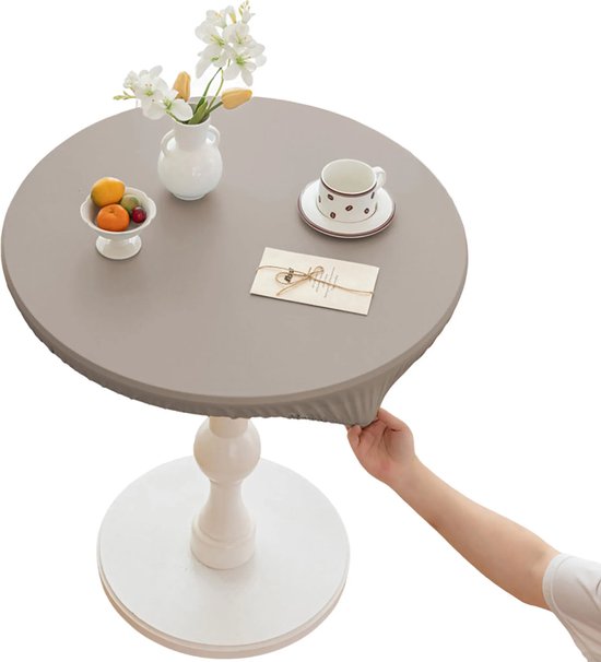 Runde Elastische Tischdecke, Grau, 120 Cm Durchmesser