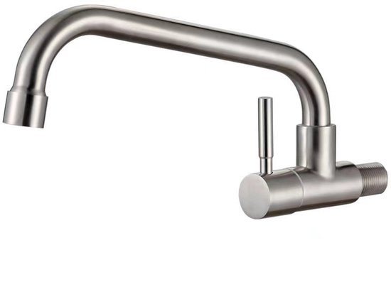 Küchenarmatur – Waschtischarmatur – Kaltwasser – Wandmontage – Schwenkbarer Auslauf – Silber