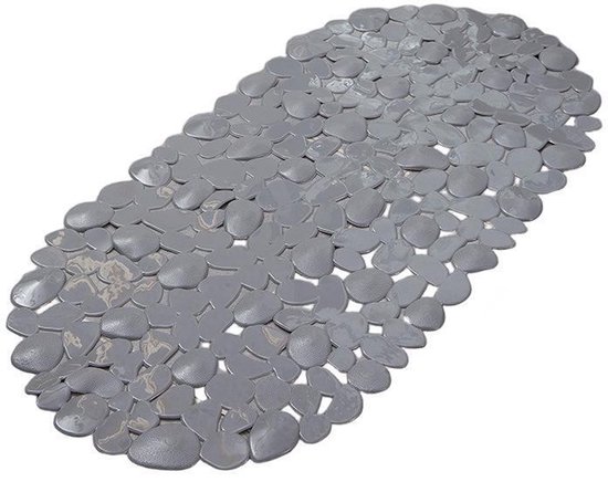 Rutschfeste Badematte Mit Steinmotiv – Mit Saugnäpfen – Waschbar – In Verschiedenen Farben Erhältlich – 34 X 68 Cm – Grau