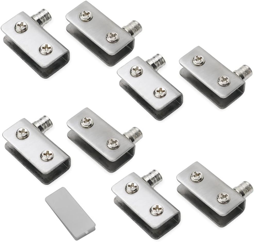 Set Mit 8 90°-drehscharnieren Für Glastüren, Kein Bohren Erforderlich, Aus Edelstahl 304, Für 5–8 Mm Dickes Glas, Silberfarben