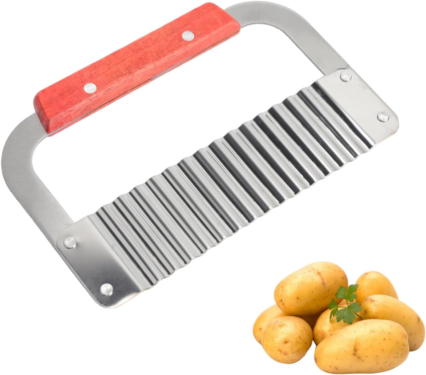 Gezahntes Edelstahlmesser Mit Ergonomischem Griff – Gemüse-, Kartoffel- Und Pommes-schneider – Multifunktionaler Küchenschneider, Leicht Zu Reinigen