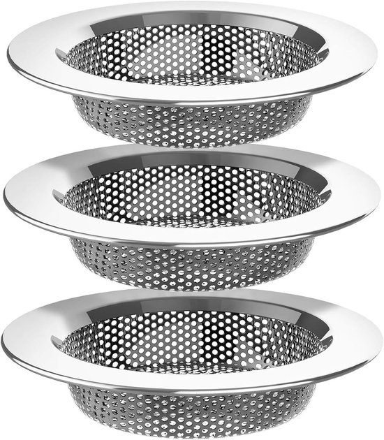 3er-pack Küchenspülen-sieb - Edelstahl-abflusssieb - Edelstahl-haarfilter Für Küche, Badewanne Und Badezimmer (silber)