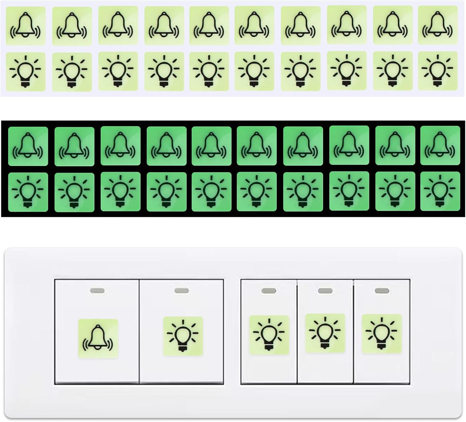 Beleuchtete Türklingelschaltersymbole, Selbstklebend, Im Dunkeln Leuchtend, Gut Sichtbare Funktionsmarkierung, Langlebig Und Umweltfreundlich Für Zuhause