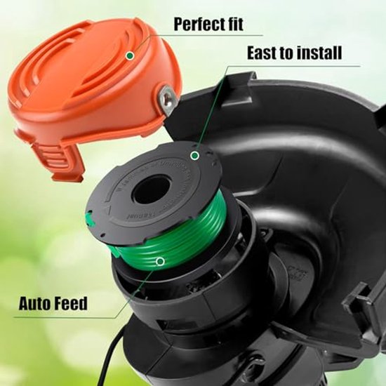 Allecto - Trimmerfadenspule - Zubehör Für Rasentrimmer - Grün - Nylon & Abs - Passend Für Black & Decker Gl7033 Gl9035 Gl8033 - 6 Stück