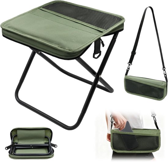 Klapphocker – Tragbarer Stuhl – Für Outdoor-aktivitäten – Kompakt Zusammenklappbar – 31 X 28 X 31 Cm – Grün