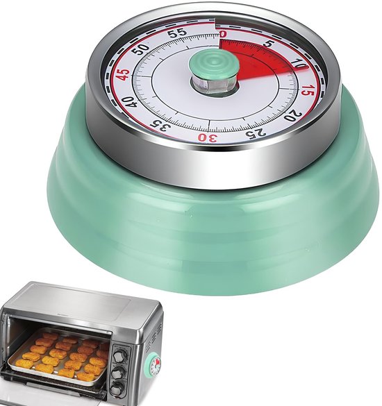 Mechanischer Retro-küchentimer – 60-minuten-countdown – Edelstahl, Mintgrün